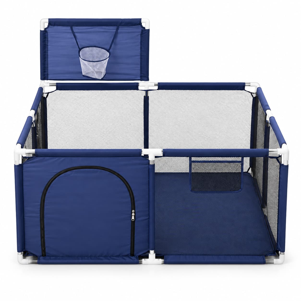 Corral de juegos cuadrado para bebé con canasta – 125 × 125 cm