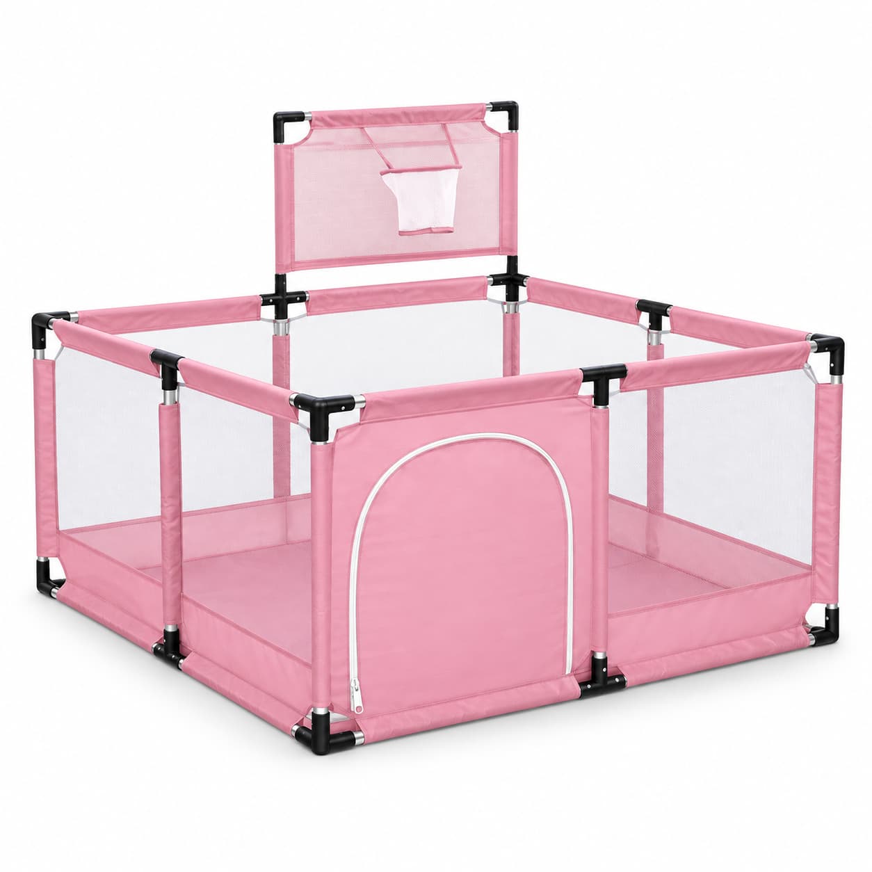 Corral de juegos cuadrado para bebé con canasta – 125 × 125 cm