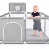 Corral de juegos cuadrado para bebé con canasta – 125 × 125 cm